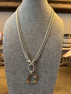 Lia Sophia RENEW Silver Multi-Strand Geometric Pendant Necklace